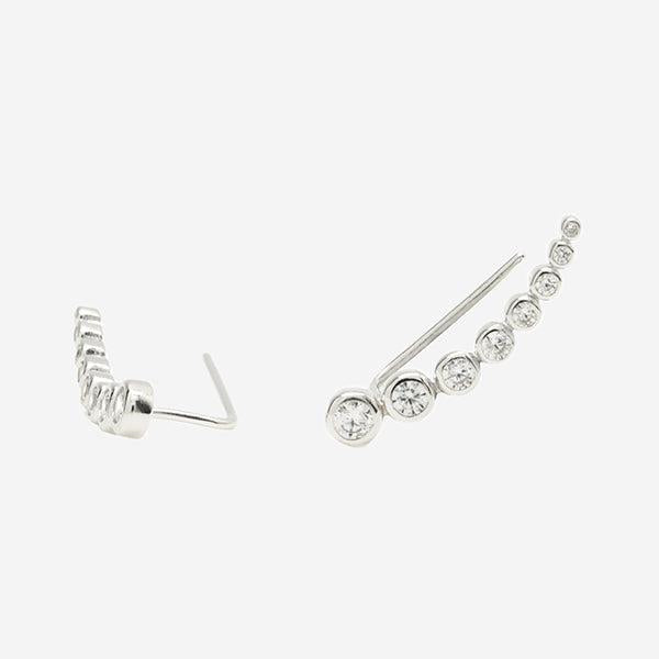 Boucles D'oreilles Ear Jacket Zirconium CZ Argent 925 - Modèle Contour Sous Lobe, Neuf Avec étiquettes