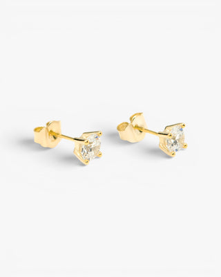 Pendientes pequeños diseño botón con circonita dorados