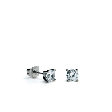 Pendientes pequeños diseño geométrico de plata lisa