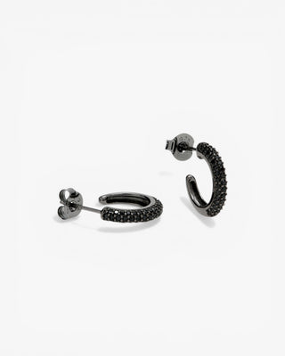 Pendientes aro con circonitas negras modelo pequeño