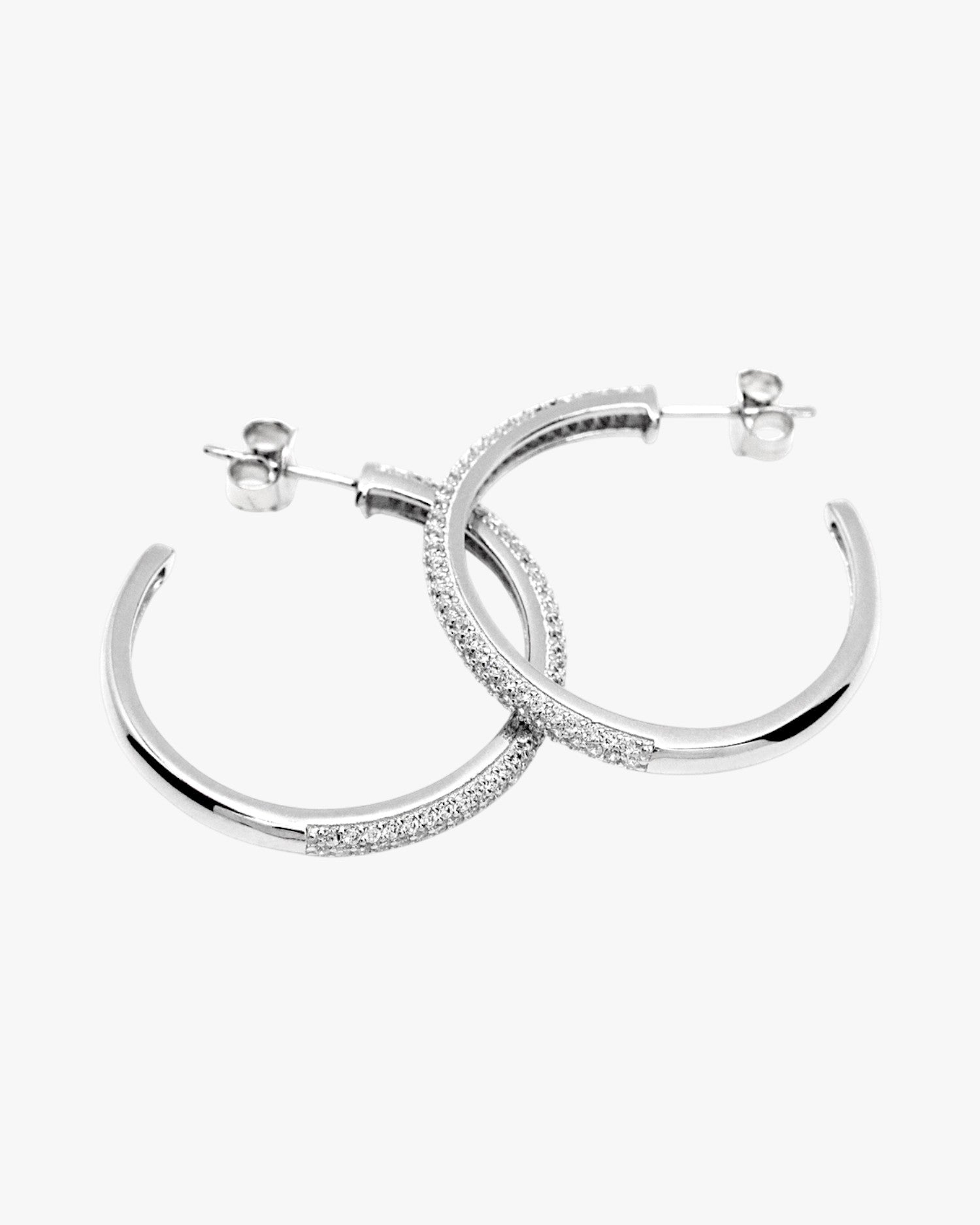 Pendientes aro de plata circonitas blancas modelo grande