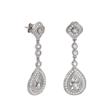 Bridal silver Swarovski drop design earrings with cubic zirconia