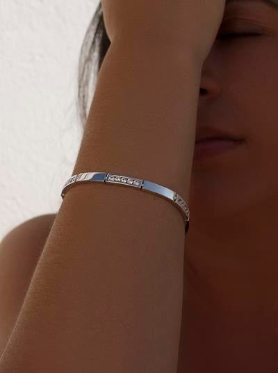 Pulsera eslabones plata combinado de circonitas