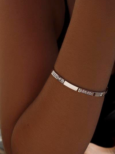 Pulsera eslabones plata combinado de circonitas