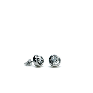 Pendientes botón diseño espiral con centro de circonita