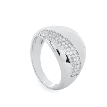Anillos anchos diseño diagonal con carril de circonitas