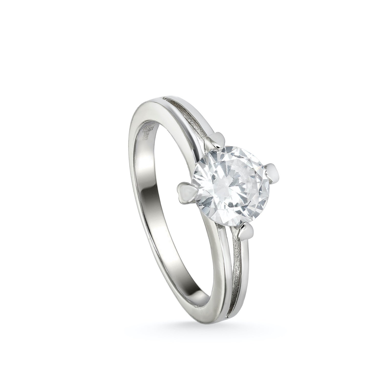 Anillos de compromiso de plata diseño de carril dividido