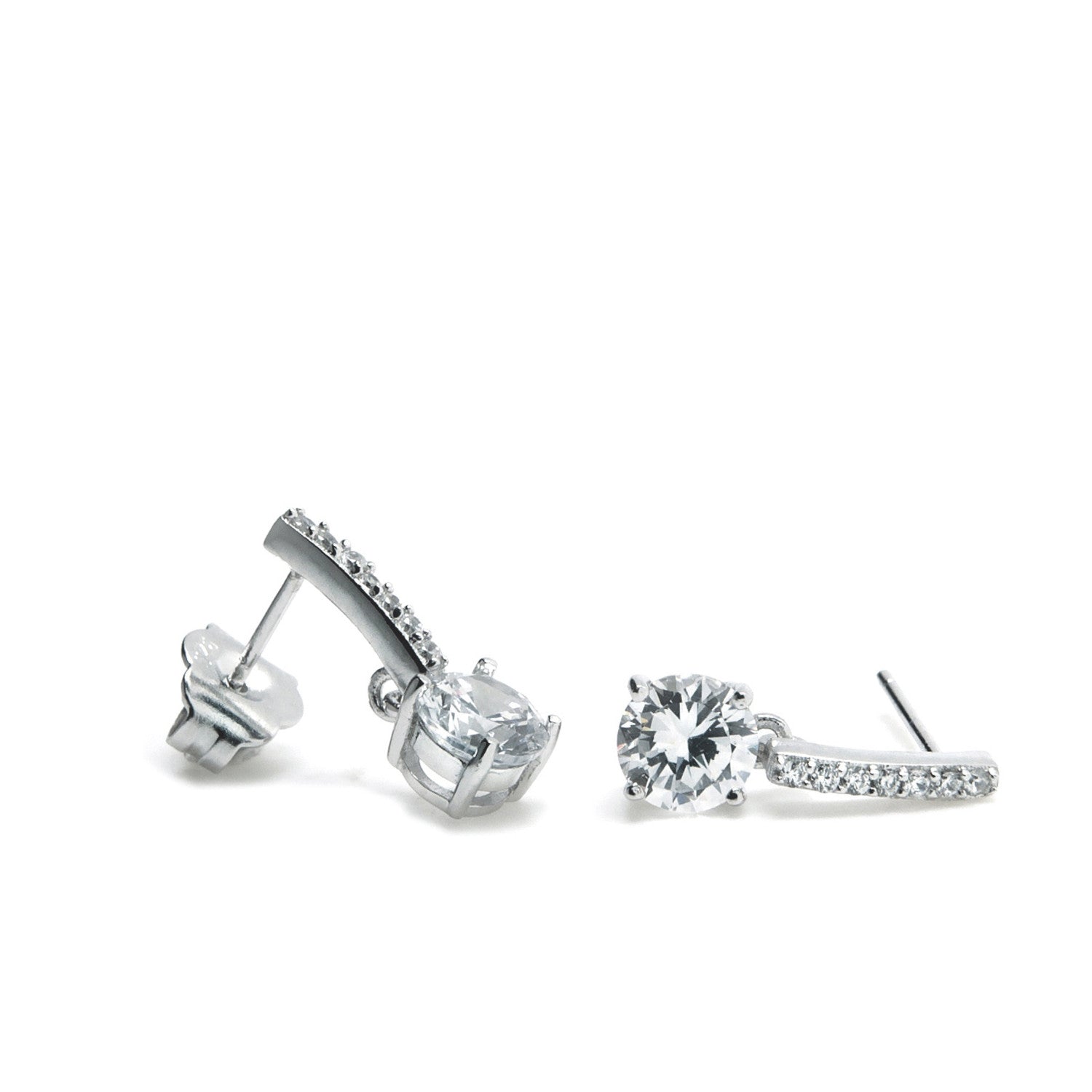 Boucles d'oreilles brillants petits design bâton avec zircon