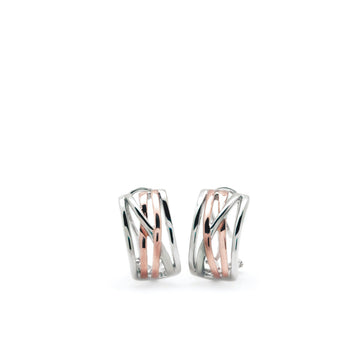 Pendientes bicolor diseño entrelazado de plata y plata vermeil
