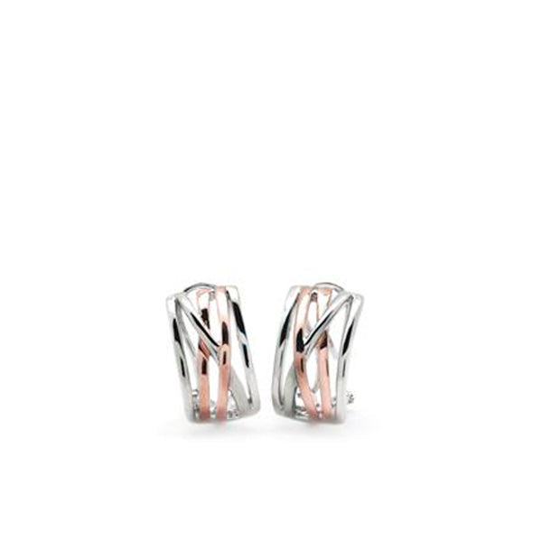 Pendientes bicolor diseño entrelazado de plata y plata vermeil