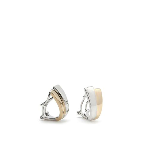 Pendientes cierre omega diseño geometrico bicolor