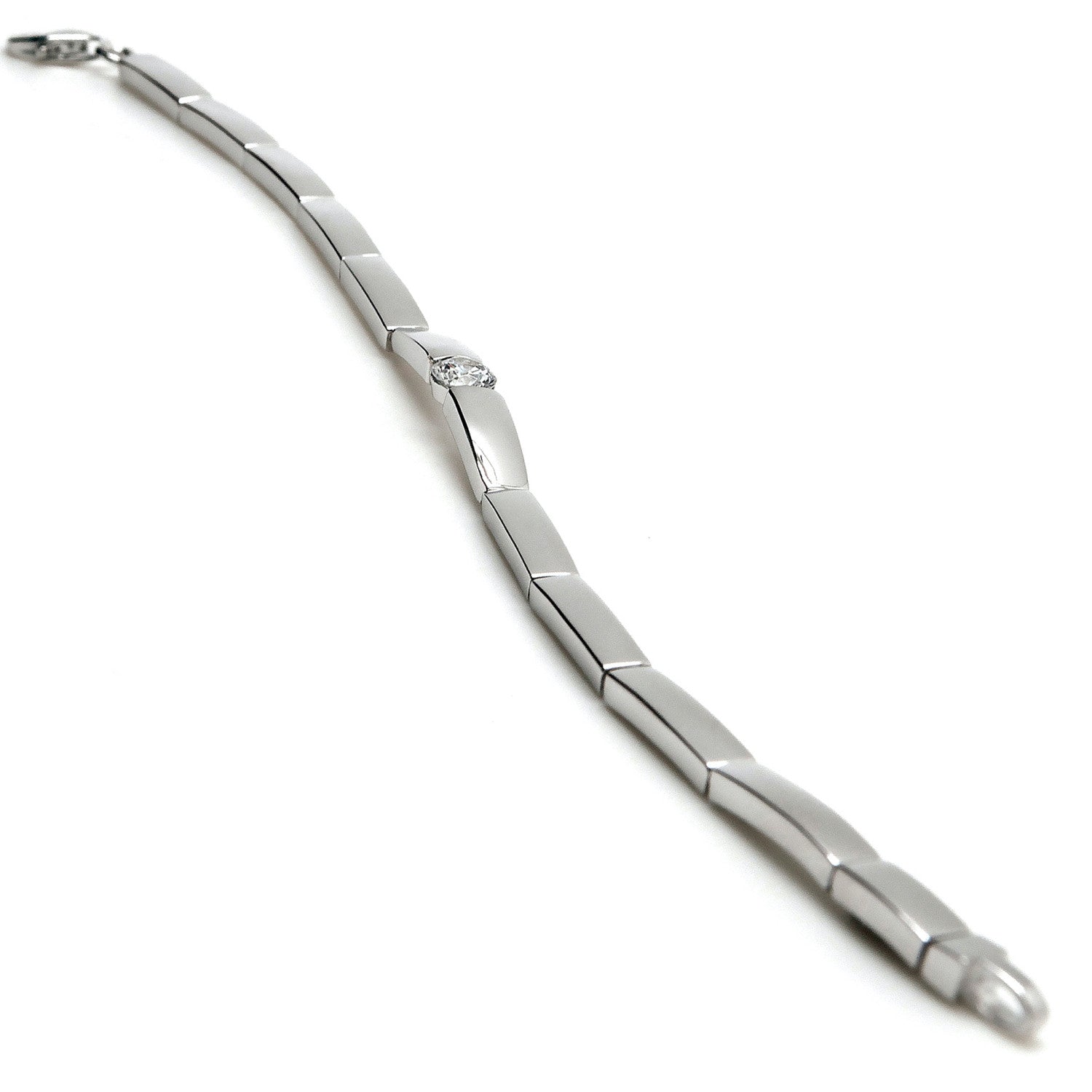 Bracelet à maillons rigides orné de zirconiums cubiques