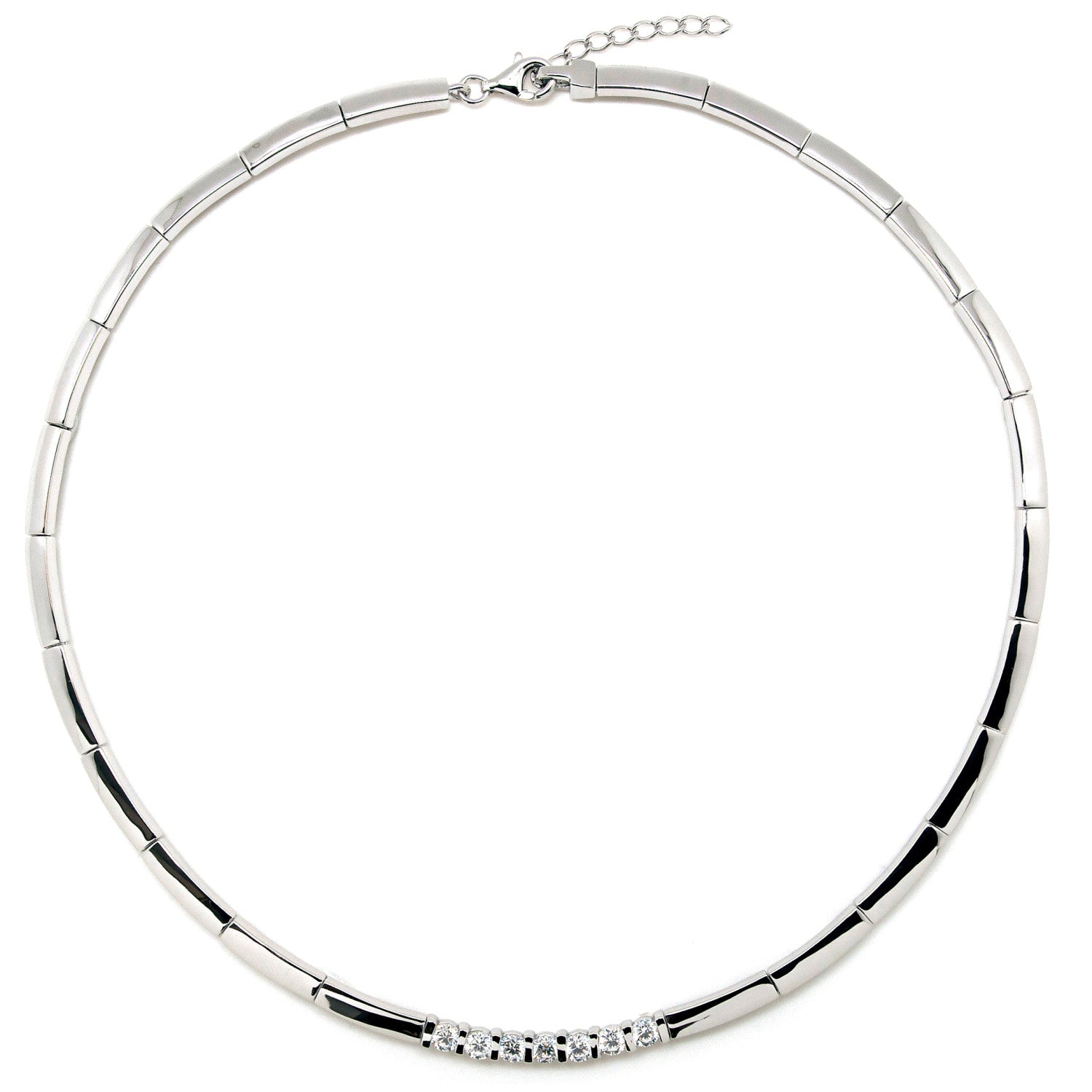 Collares fiesta de plata marco de circonita central