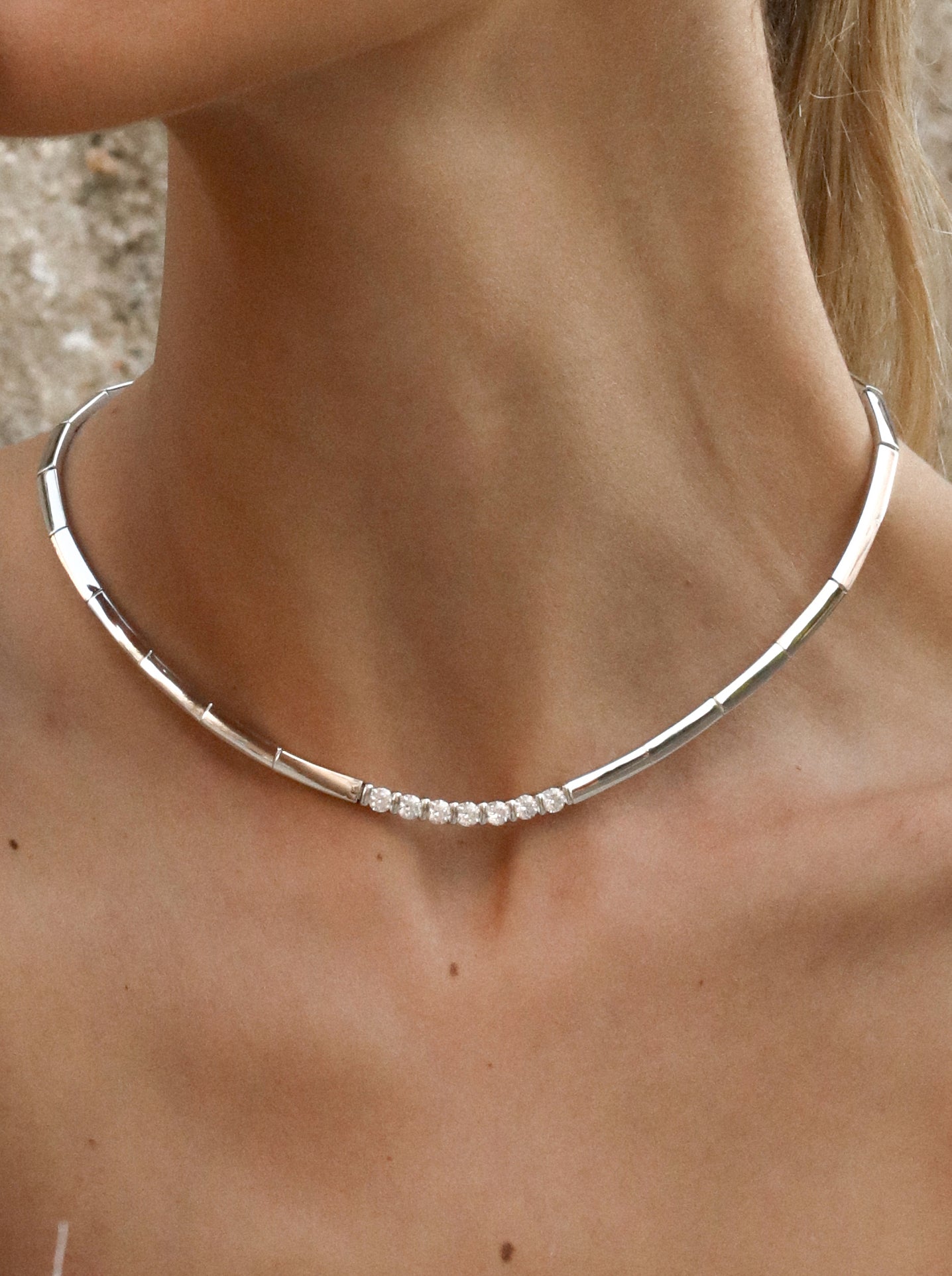 Collares fiesta de plata marco de circonita central