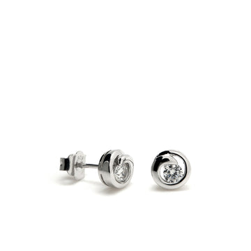 Pendientes botón diseño helice con circonita central
