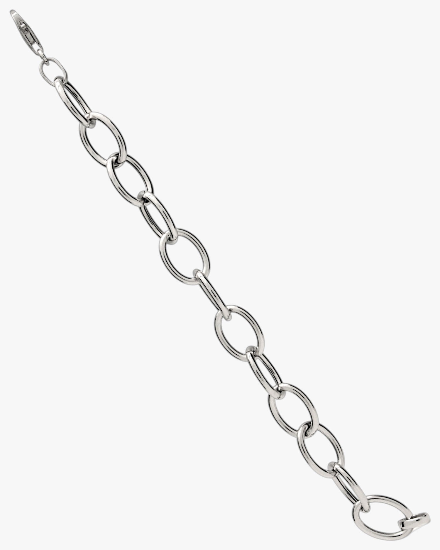 Pulsera eslabones plata diseño ovalado perpendicular