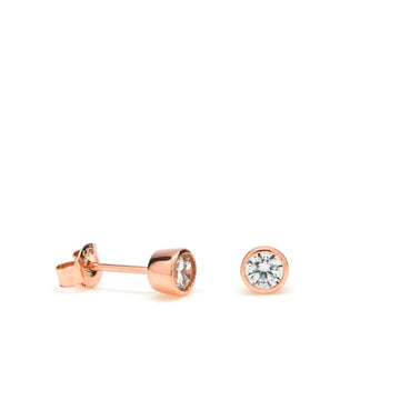 Pendientes botón diseño de circonita bañados en oro rosa
