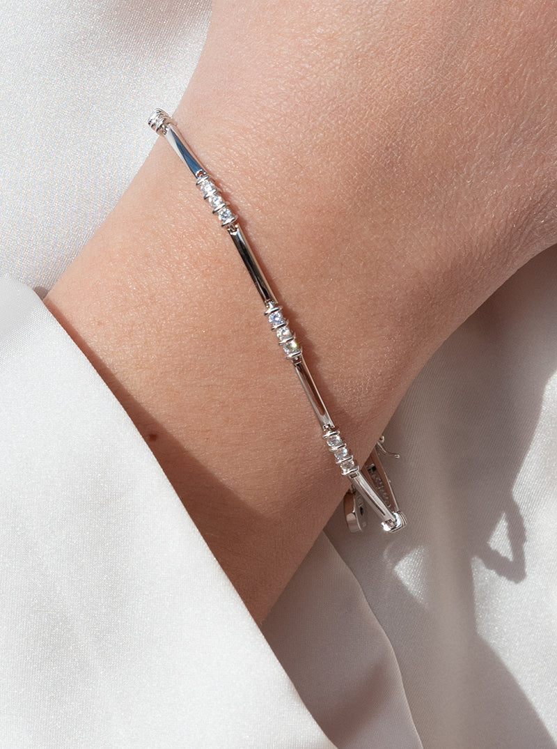 Pulseras brillantes de plata cenefa de circonita