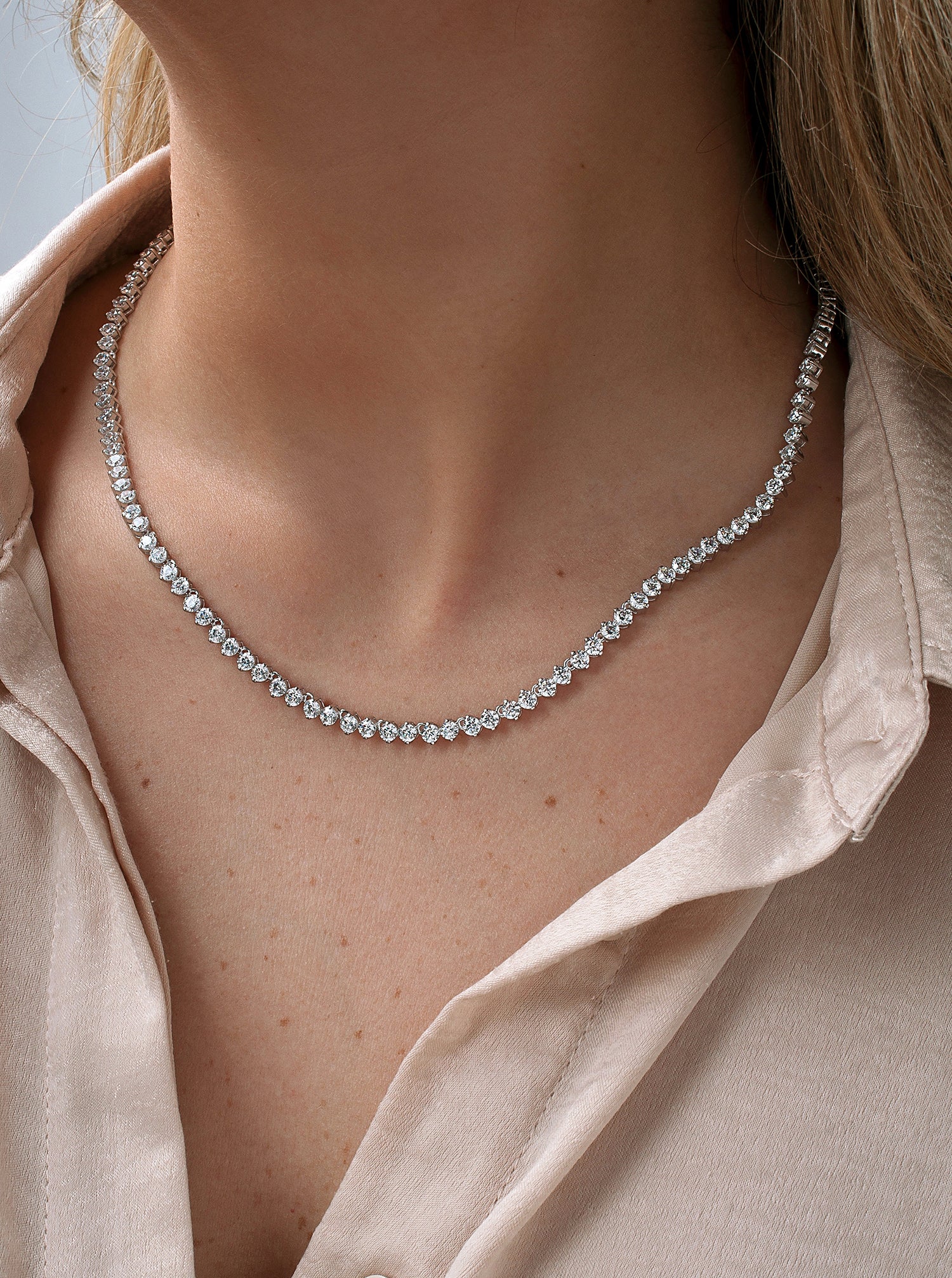 Riviere-style party necklaces with round cut cubic zirconia