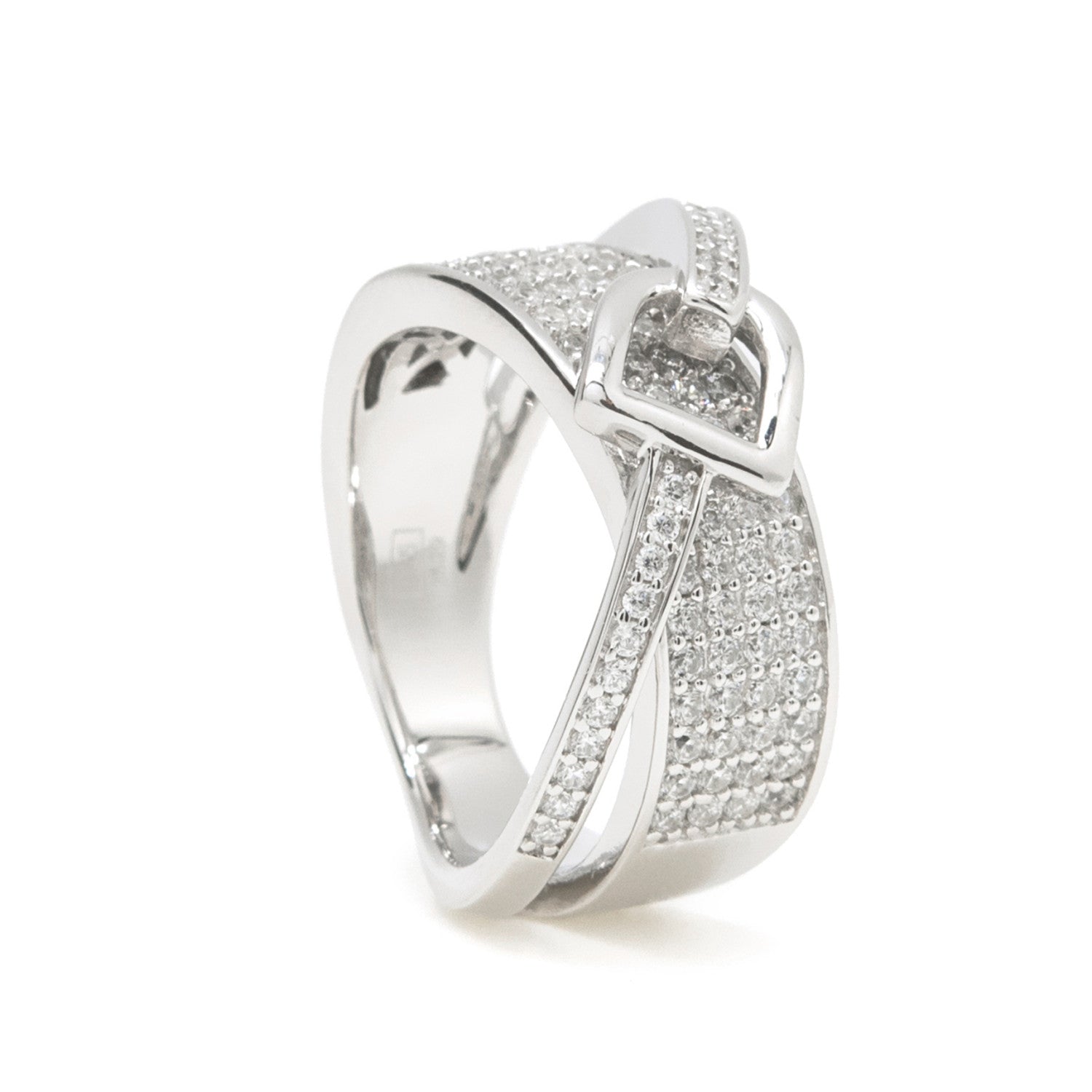 Bagues en zircone avec boucle horizontale, deux pistes