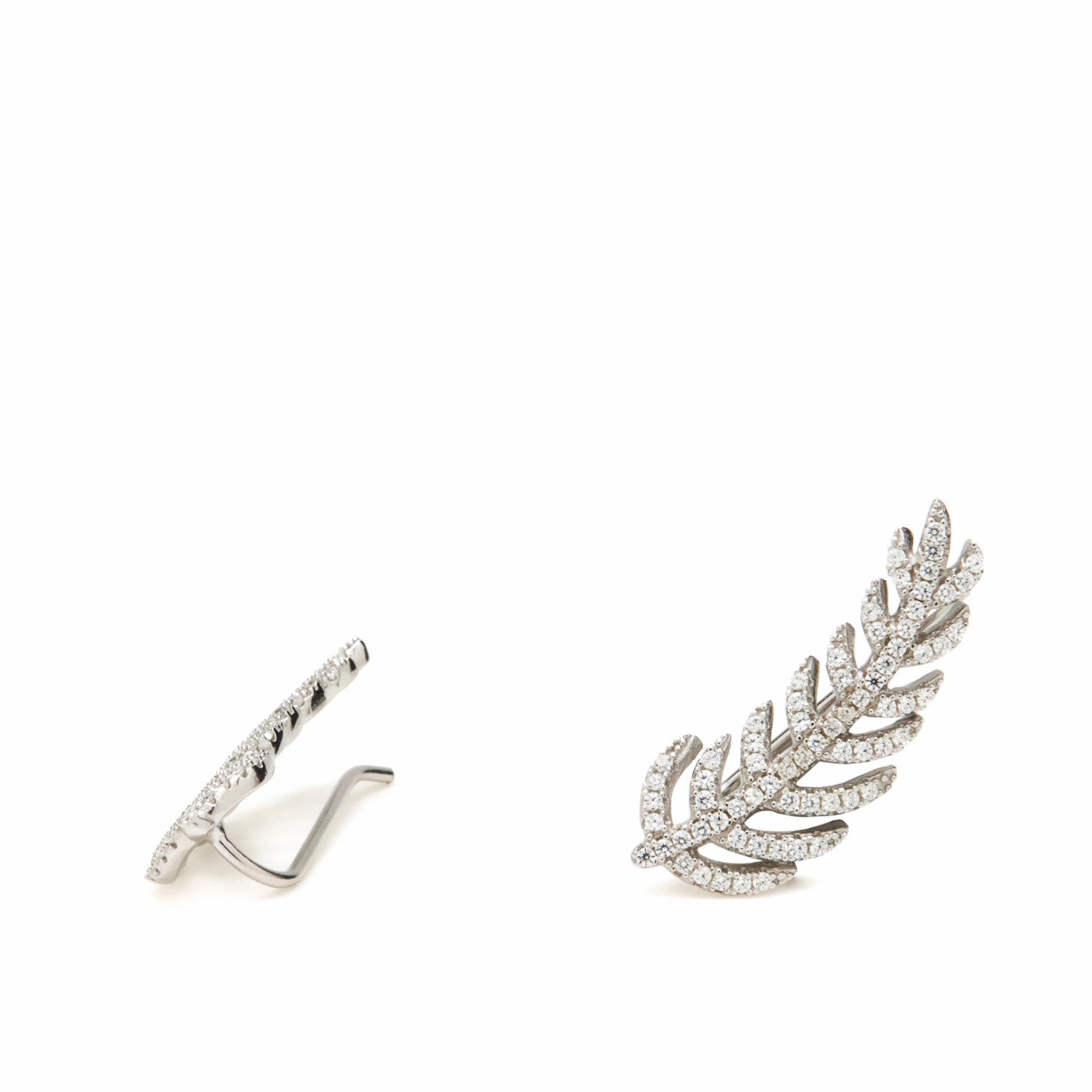 Boucles d'oreilles grimpeurs design feuille avec zircons