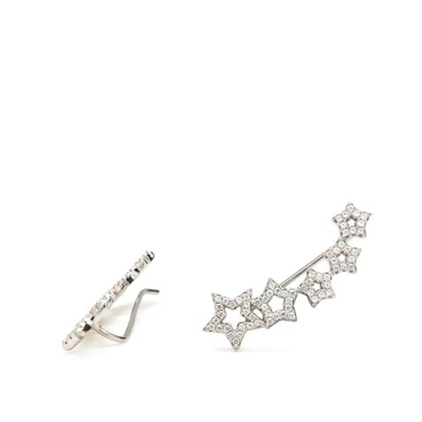 Boucles d'oreilles grimpeurs dde argent design étoiles avec zircons