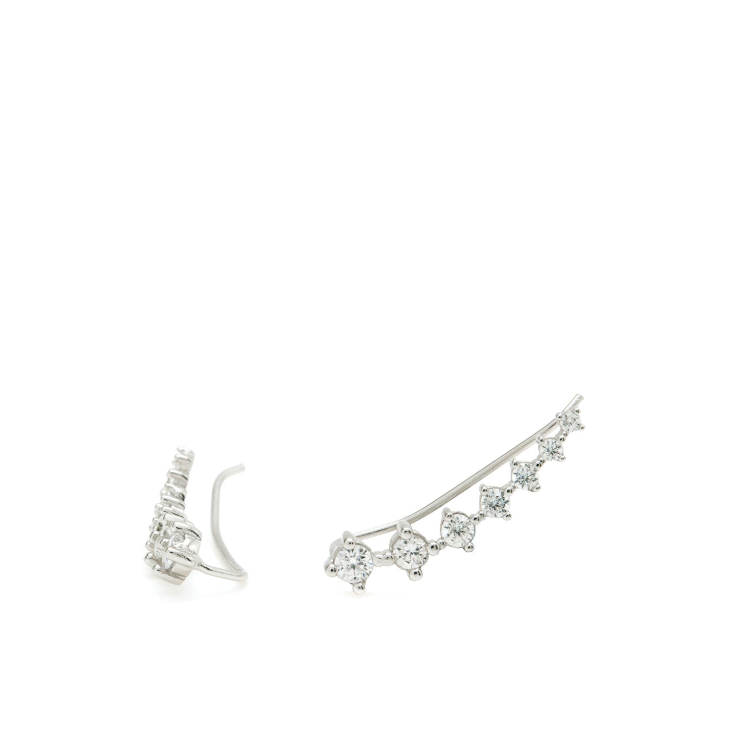 Pendientes trepadores de plata mujer diseño con circonitas