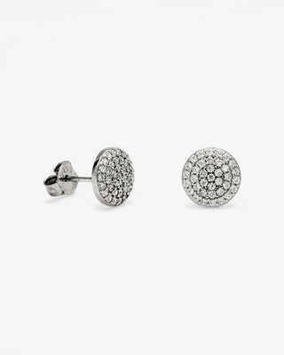 Petites boucles d'oreilles scintillantes ornées d'un motif circulaire et de zirconiums cubiques