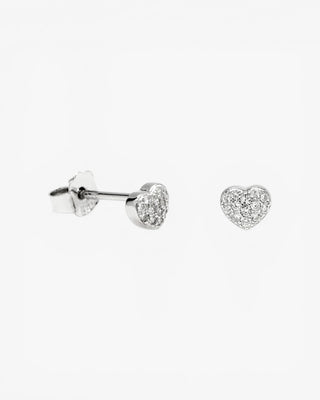 Pendientes brillantes pequeños con motivo corazón y circontias