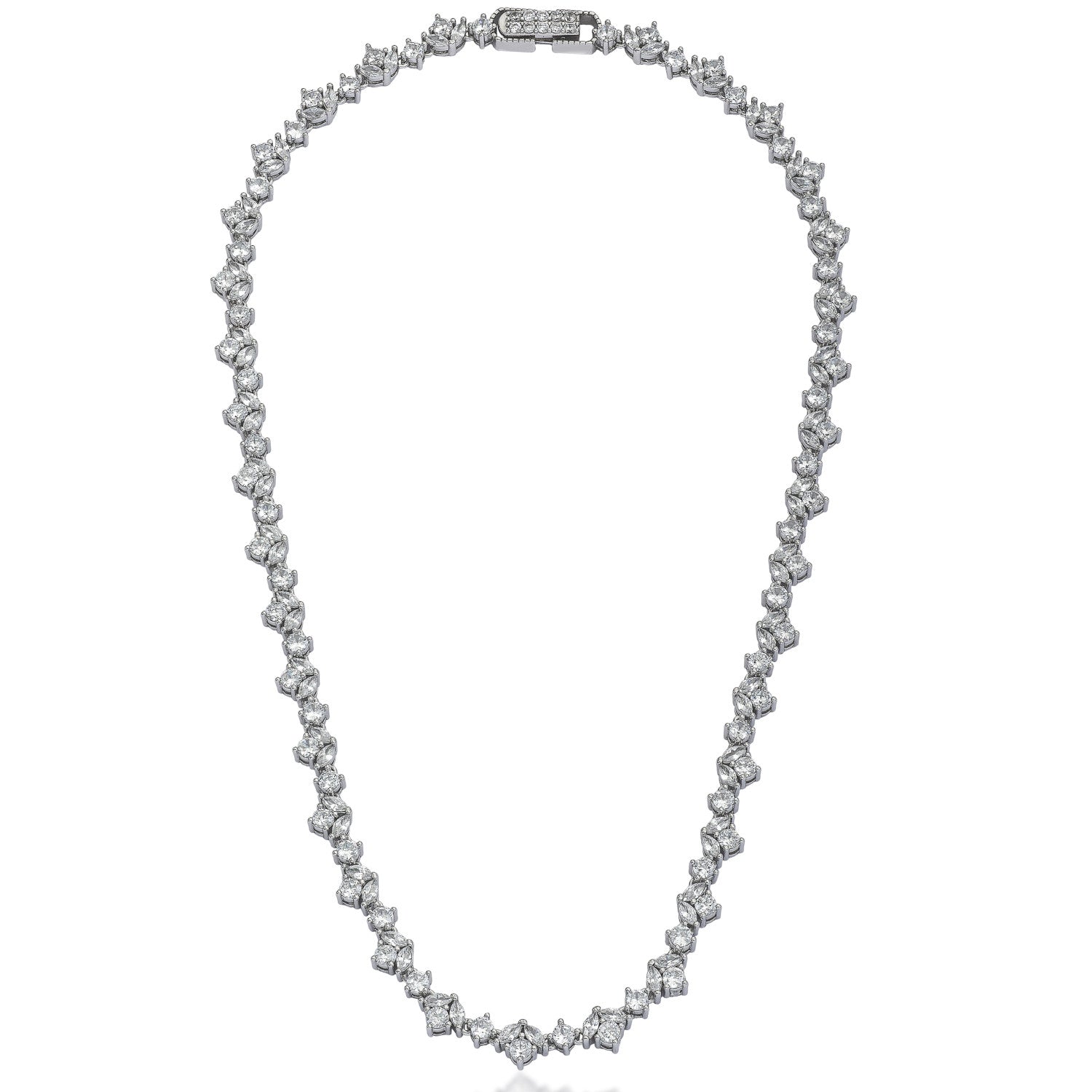 Silver party necklaces, bridal style, fine floral design