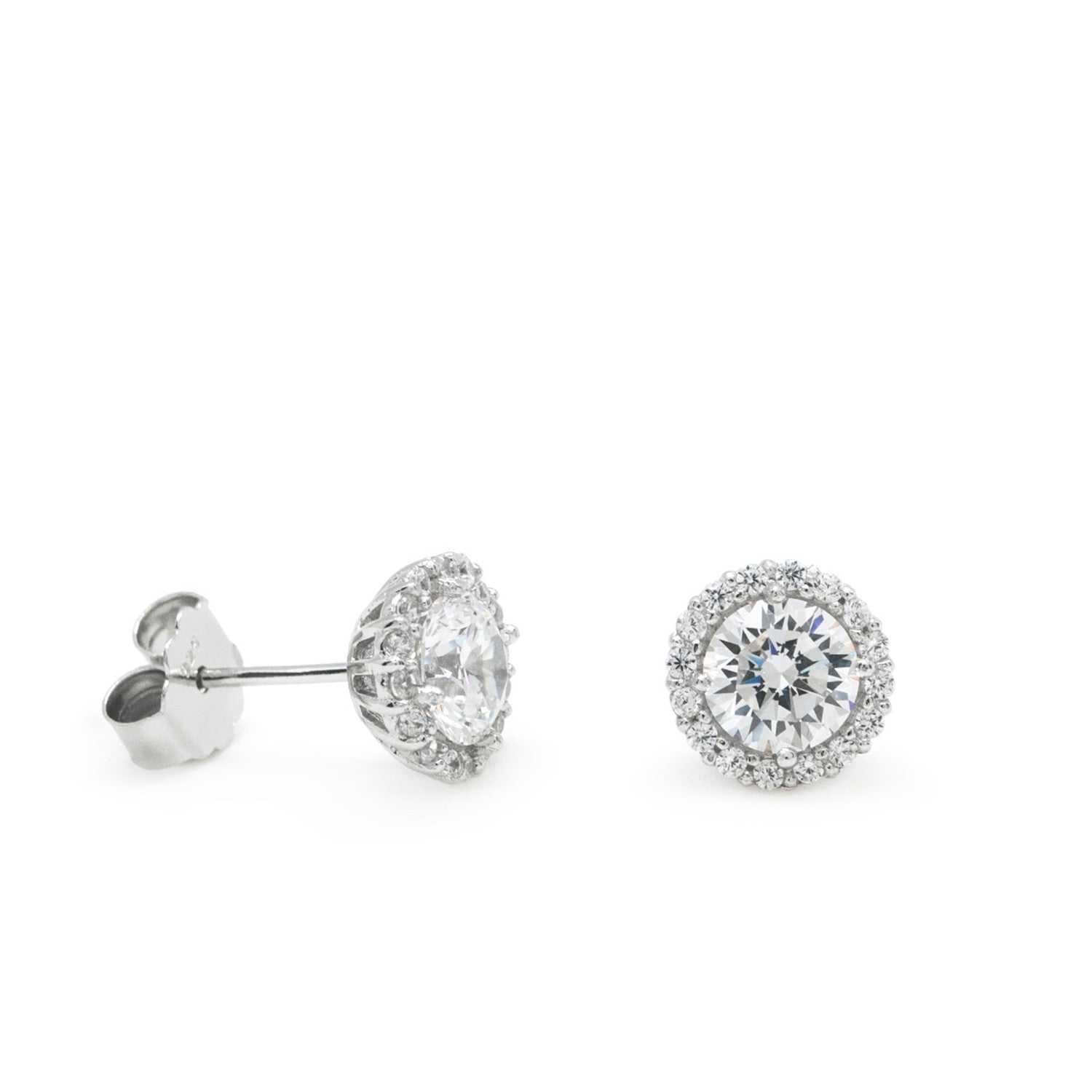 Pendientes brillantes pequeños de plata con circonitas