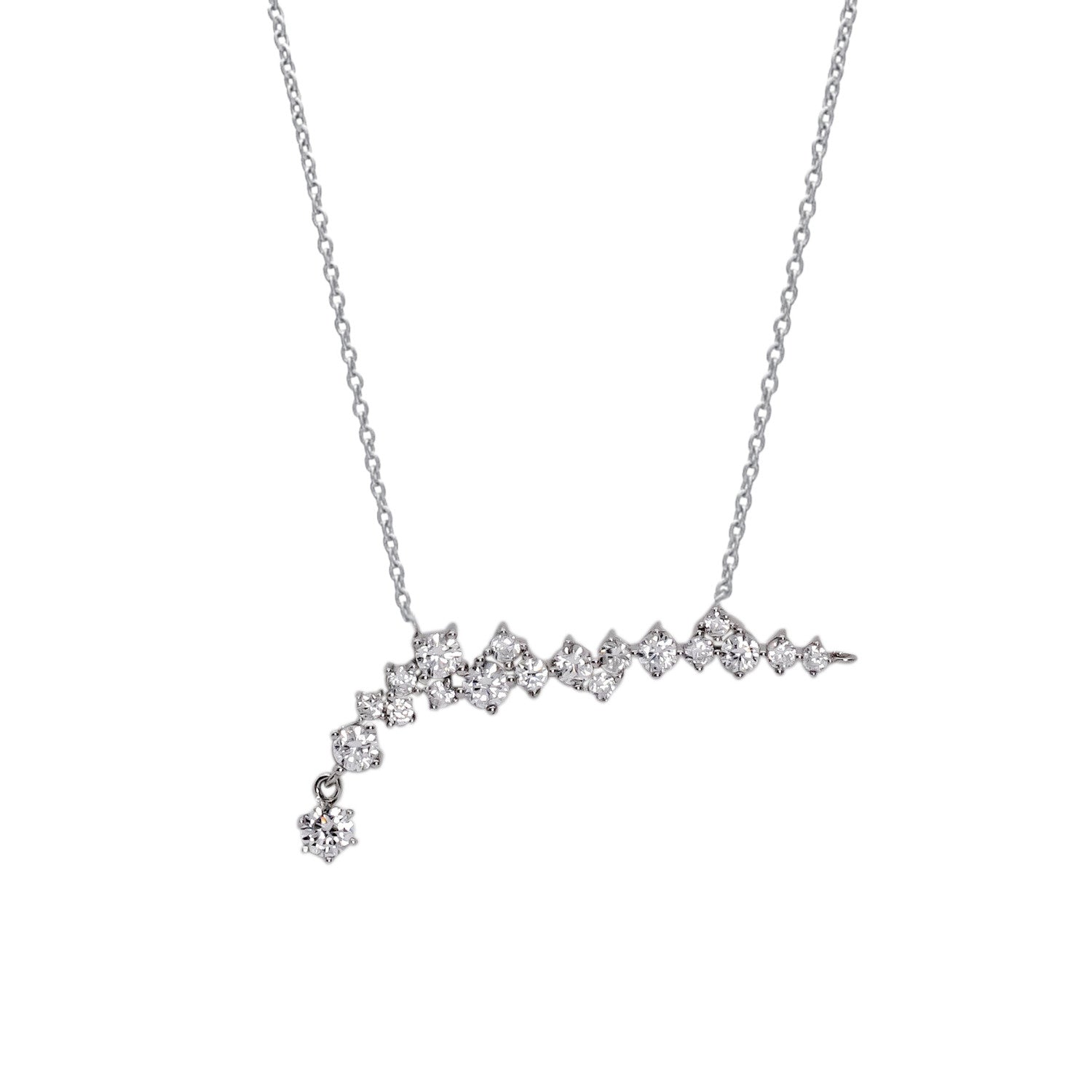 Colgante brillante de plata estilo novia diseño cascada