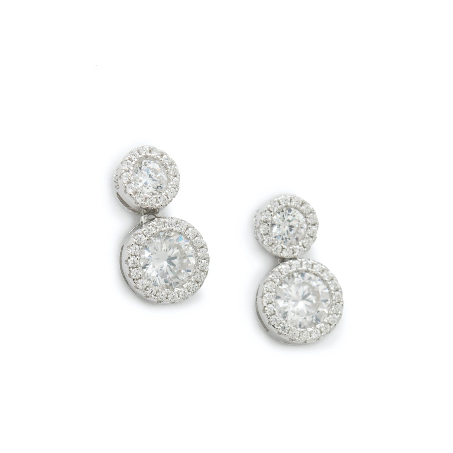 Boucles d'oreilles circulairesargent design double avec zircons