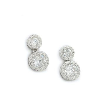 Pendientes circulares de plata diseño doble con circonitas