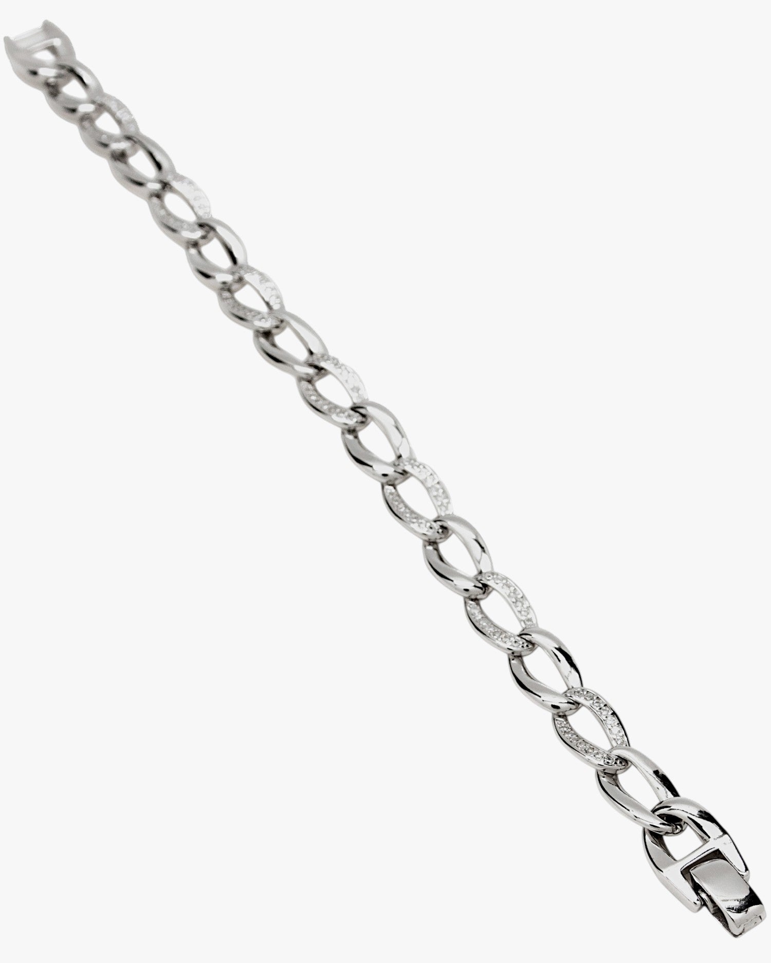Pulseras brillantes en trenza de plata con circonitas