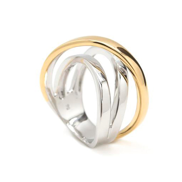 Rings wide silver design embraced two tone