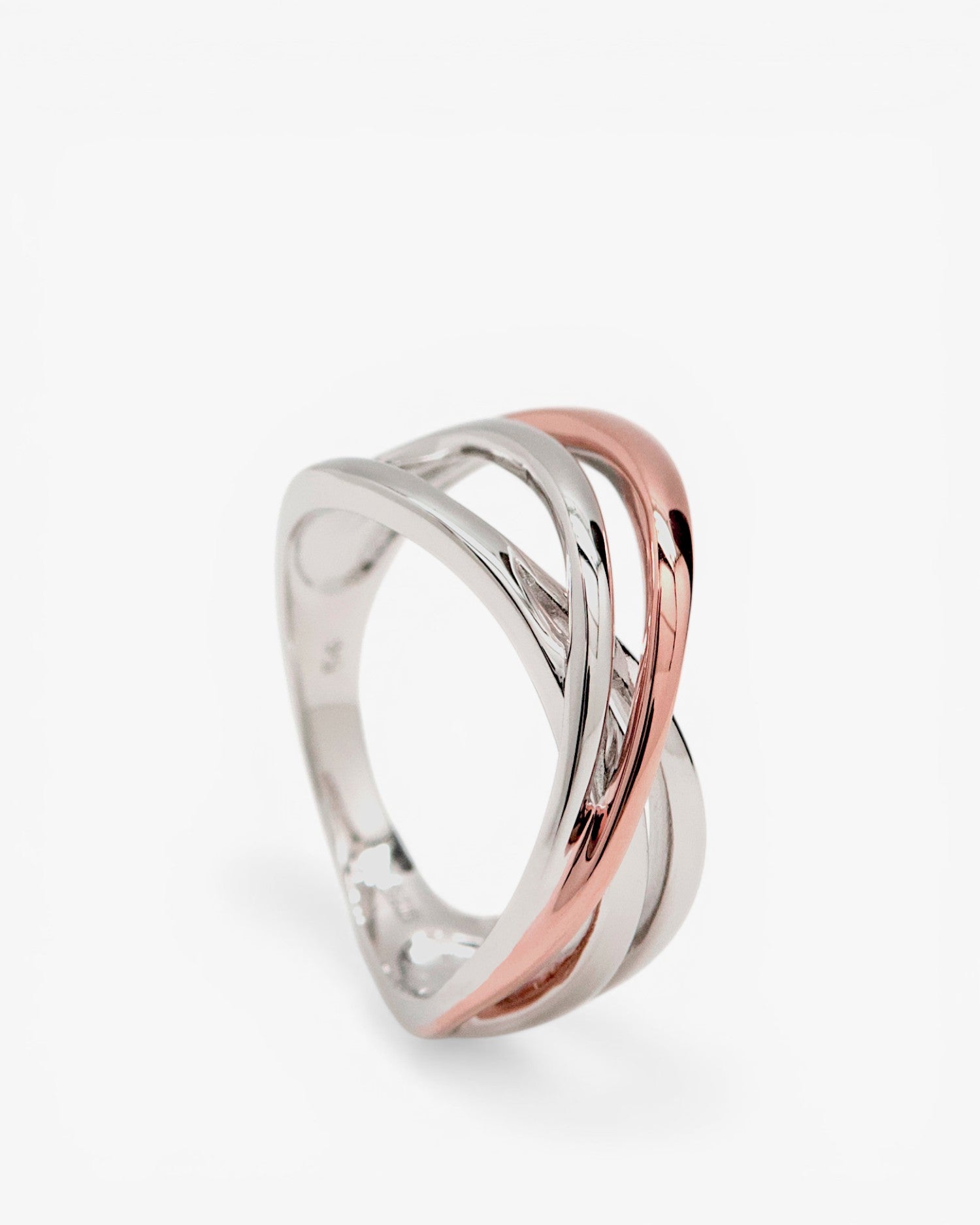Anillos bicolor diseño de carriles cruzados
