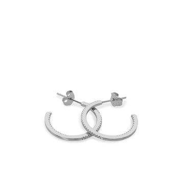 Pendientes aro de plata mini engaste circonitas blancas modelo mediano
