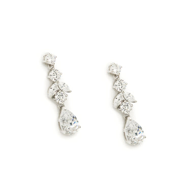 Pendientes novia plata y circonitas diseño floral