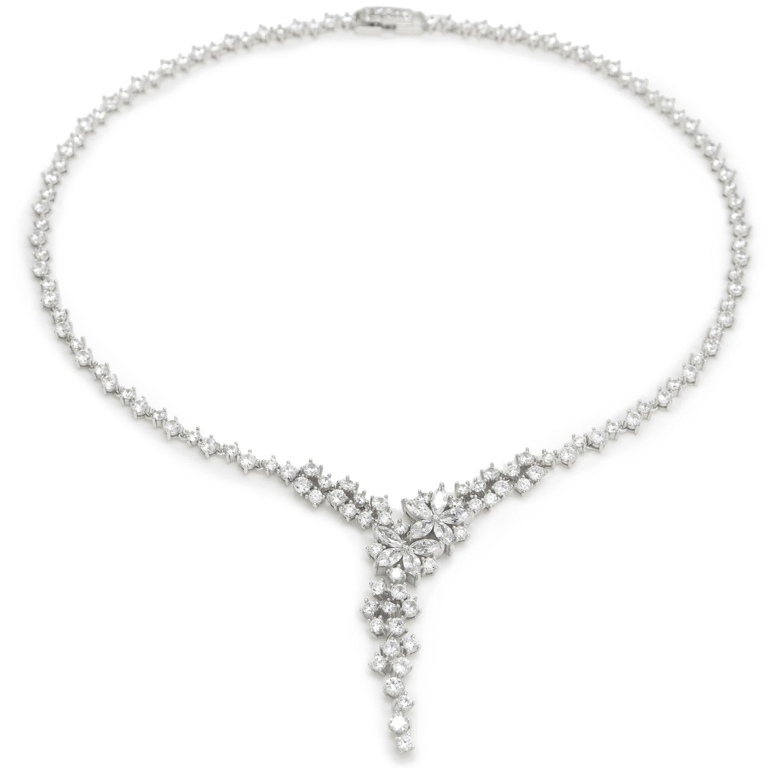 Collares fiesta de plata rígido con diseño lineal y floral