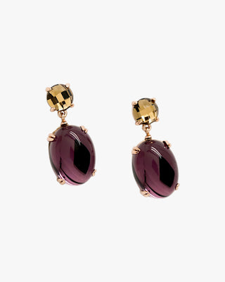 Pendientes de piedras de colores moradas diseño cabouchón