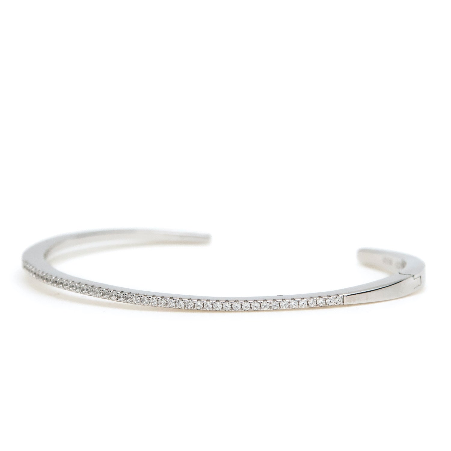 Pulsera esclava de plata diseño slim circonitas