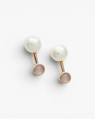 Boucles d'oreilles en perles lavande, motif vertical, ton sur ton.