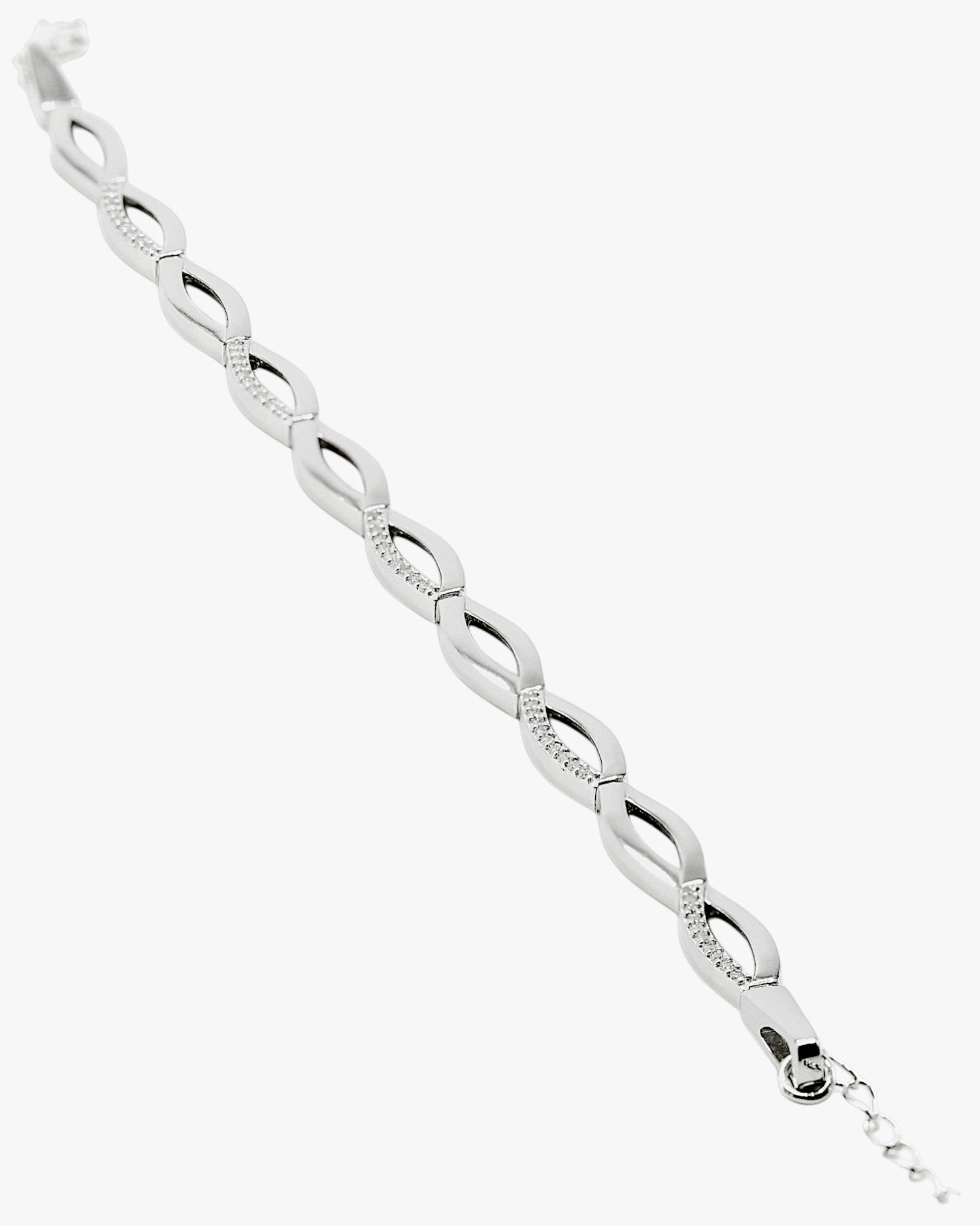 Pulsera eslabones plata diseño entrelazado ovalado