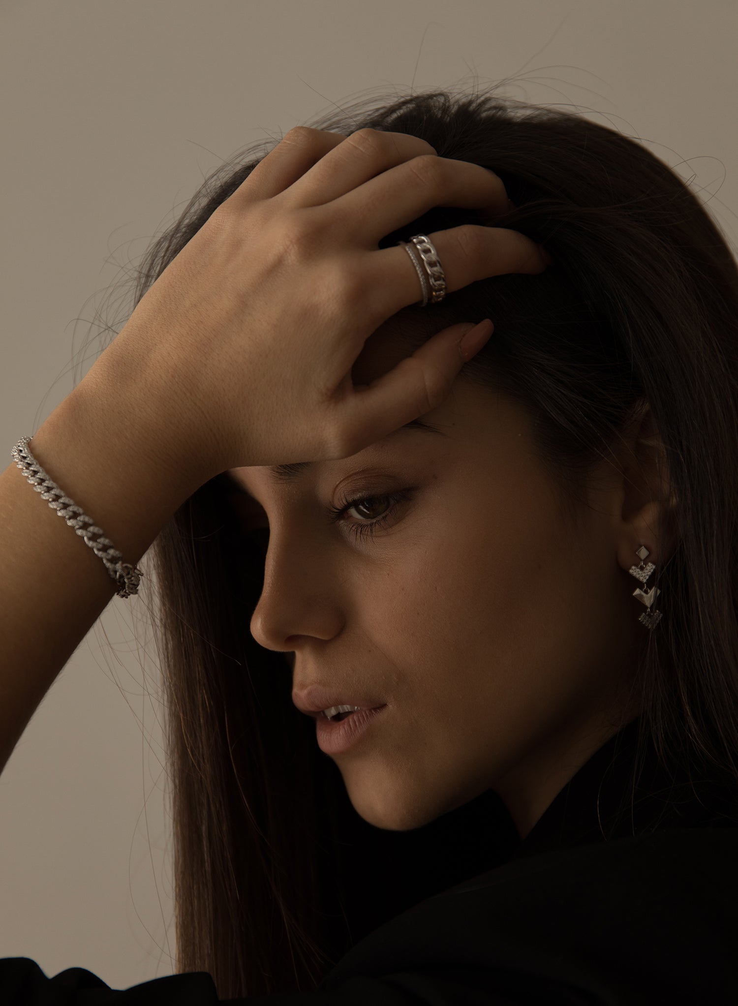 Pulseras brillantes en plata con engaste total de circonitas