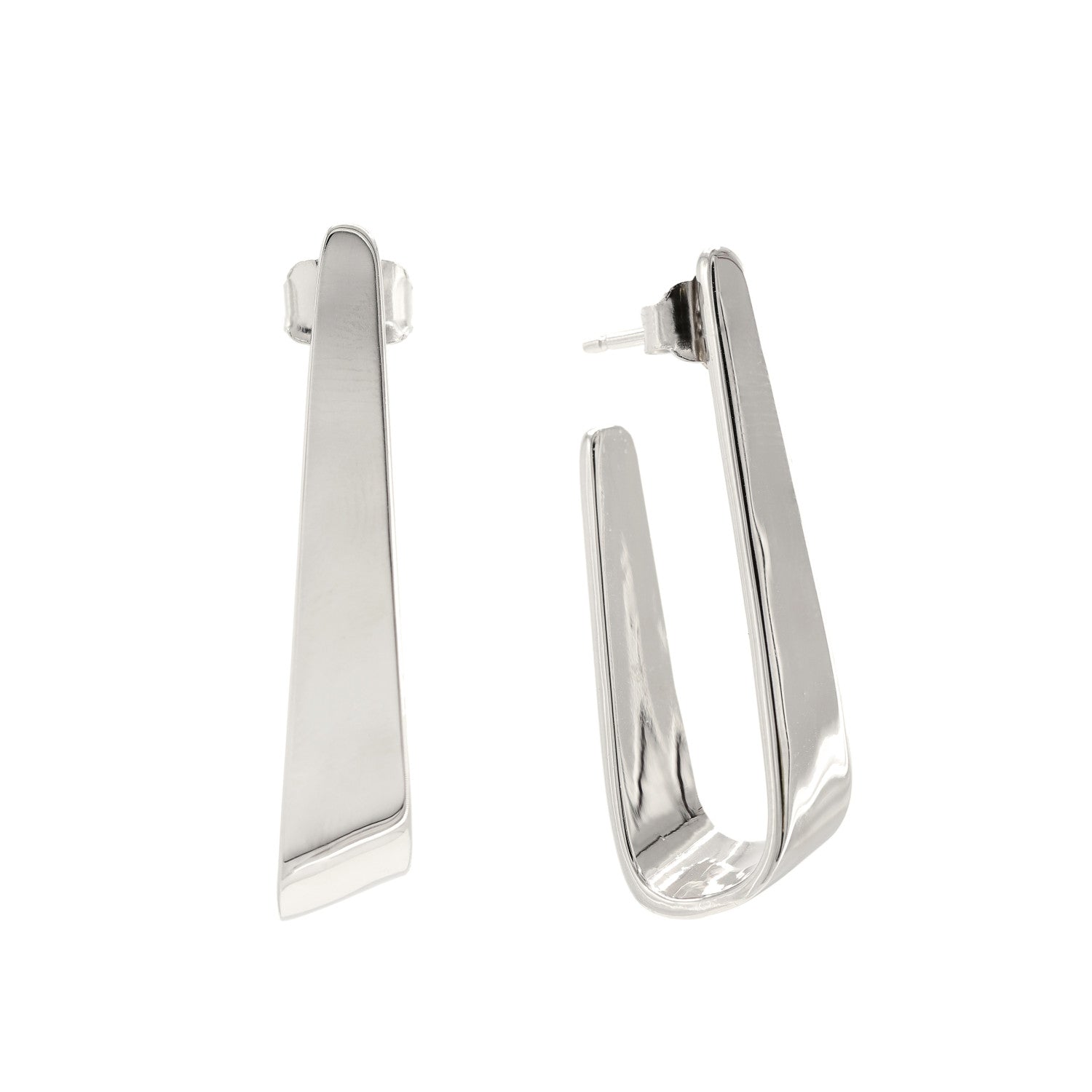Original silver earrings with a thick, liquid design