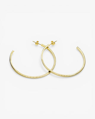 Large square hoop earrings, gold plated