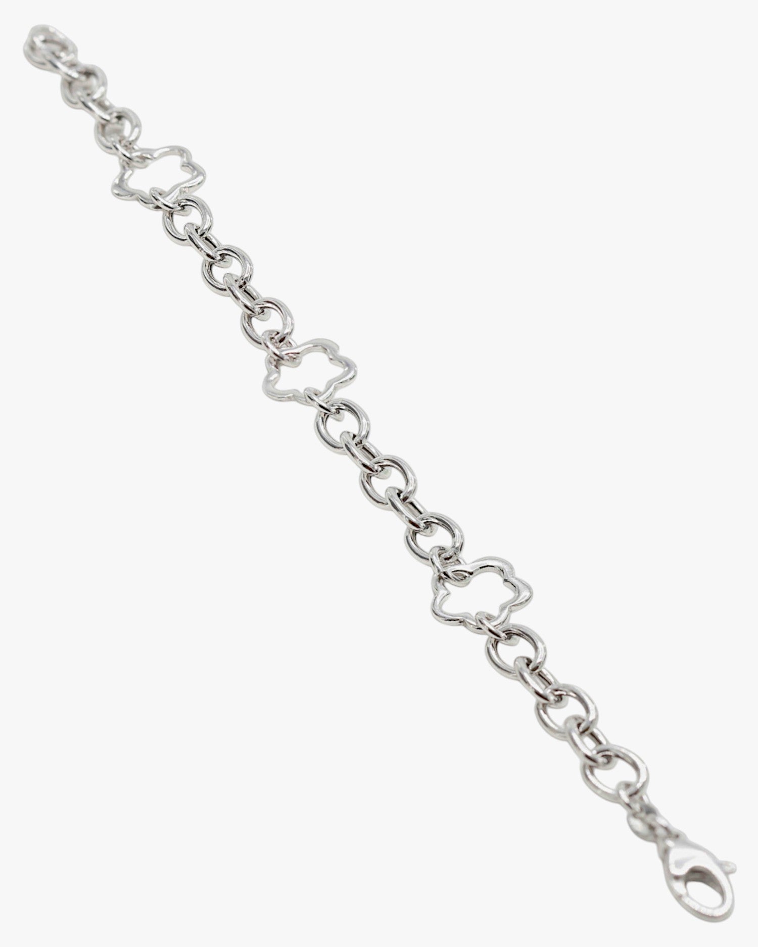 Bracelets à maillons en argent avec motif floral triple