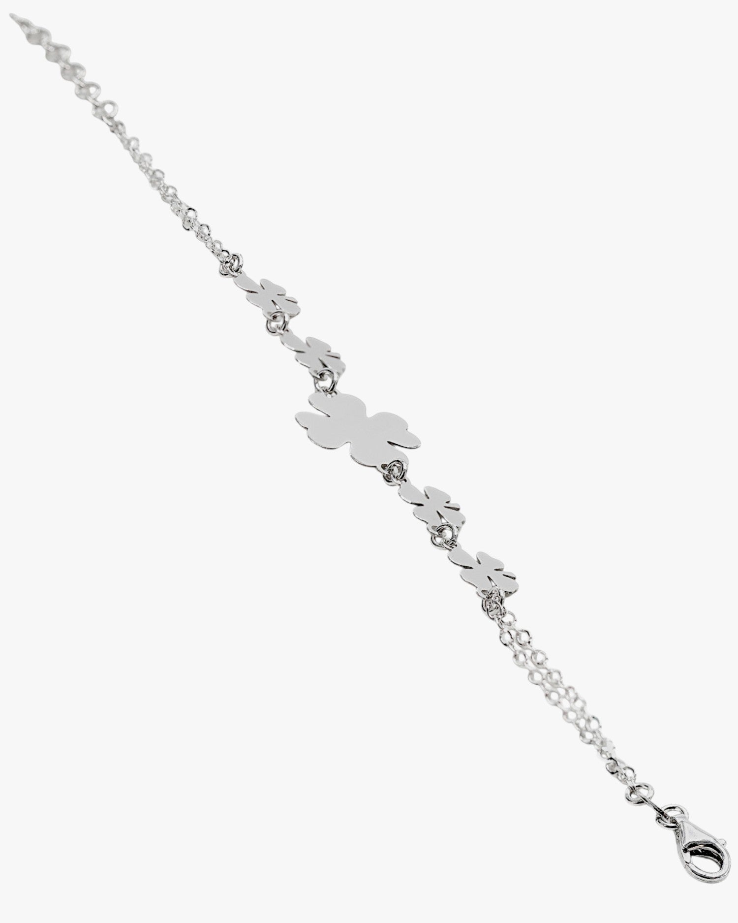 Bracelets fins en argent ornés de multiples motifs de trèfle