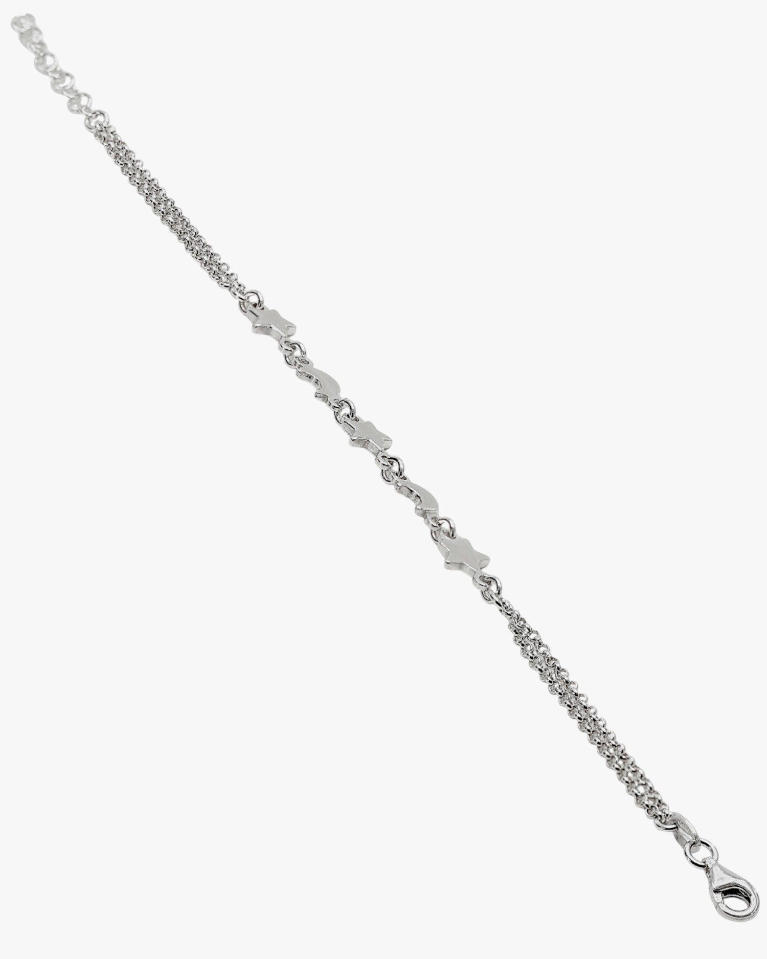 Bracelet en argent pour enfant avec motif étoile et lune